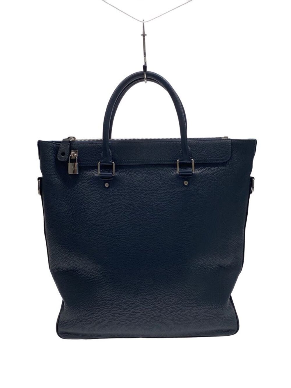 LOUIS VUITTON Zipped Tote Bag Cuir Taurillon Leather Navy Blue